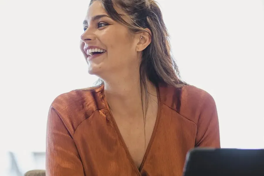 happy woman at work